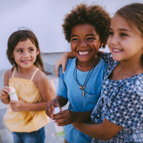 Three girls play together